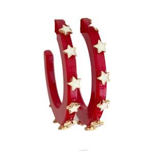 NEW SMITH & CO women's starlight jewel hoop earring in red white